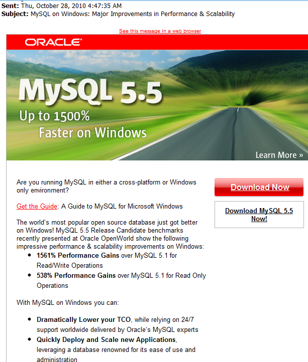 OracleMySQL 5.5 for Windows